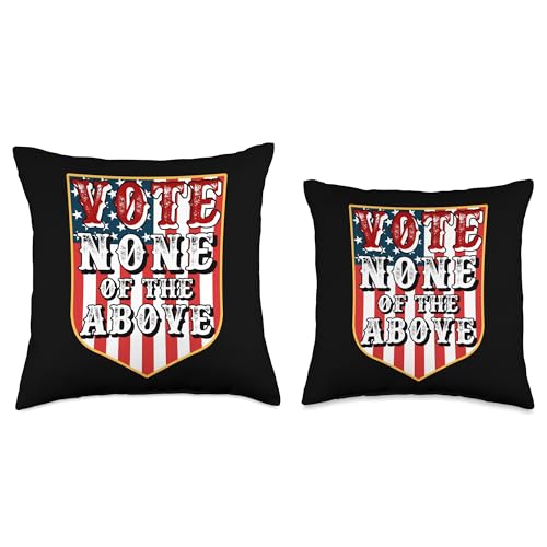 Funny US Flag Throw Pillow: Vote None of the Above
