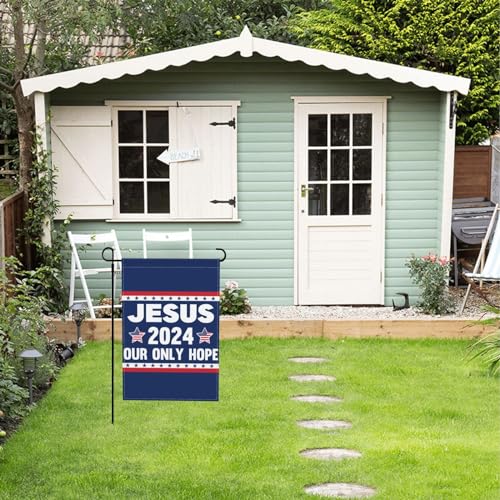 Jesus 2024 Our Only Hope Burlap Garden Flag