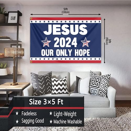 Jesus 2024 Hope Flag - Double-Sided 3x5 Ft