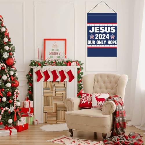 Jesus 2024 Our Only Hope Burlap Garden Flag