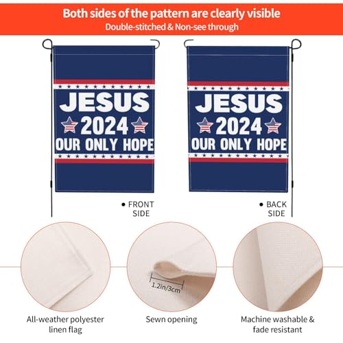 Jesus 2024 Our Only Hope Burlap Garden Flag