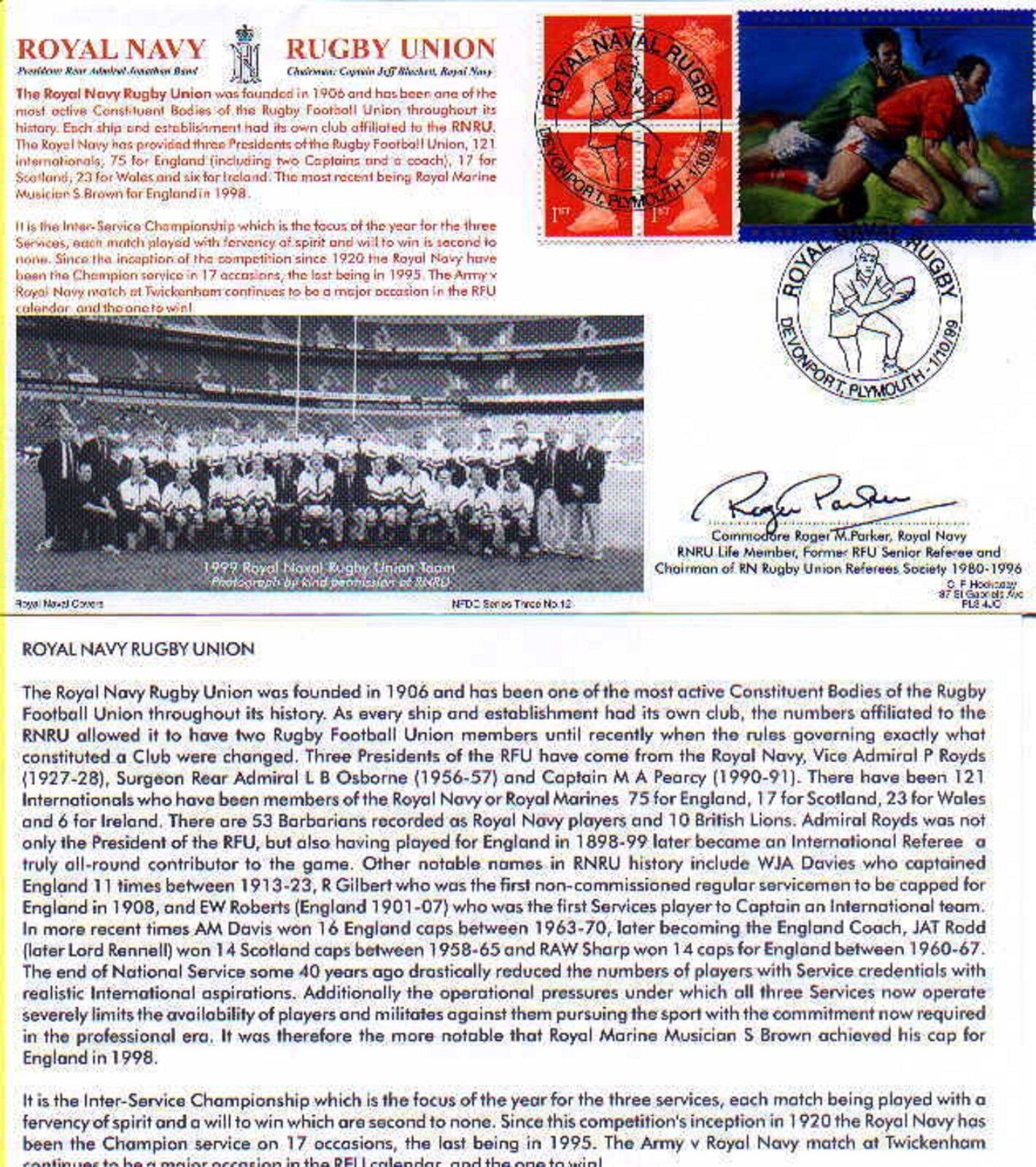 Navy Rugby Signed First Day Covers