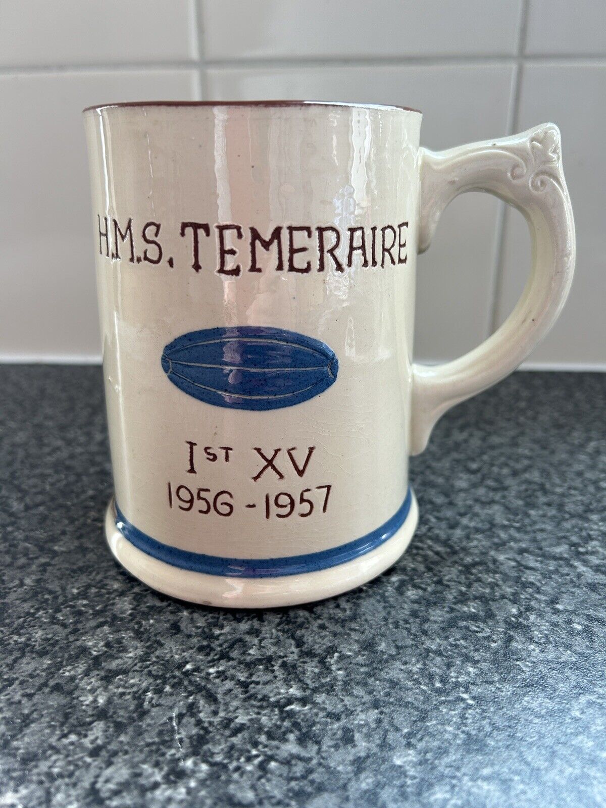 HMS Temeraire's Rugby Union Tankard Mug 1956-1957 