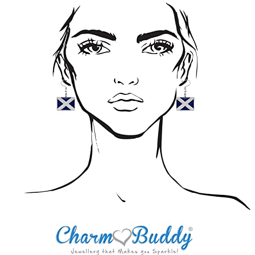 Scotland Flag Dangle Earrings with Gift Bag - Rugby Union