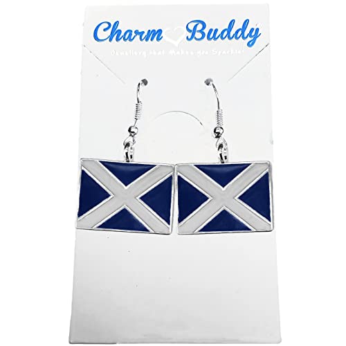 Scotland Flag Dangle Earrings with Gift Bag - Rugby Union