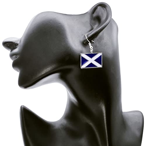 Scotland Flag Dangle Earrings with Gift Bag - Rugby Union