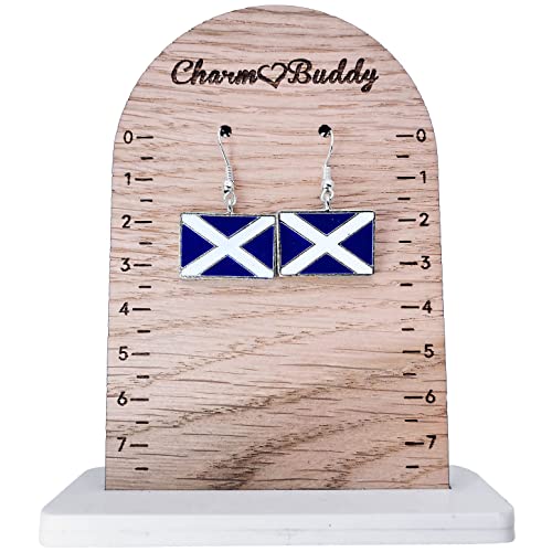 Scotland Flag Dangle Earrings with Gift Bag - Rugby Union