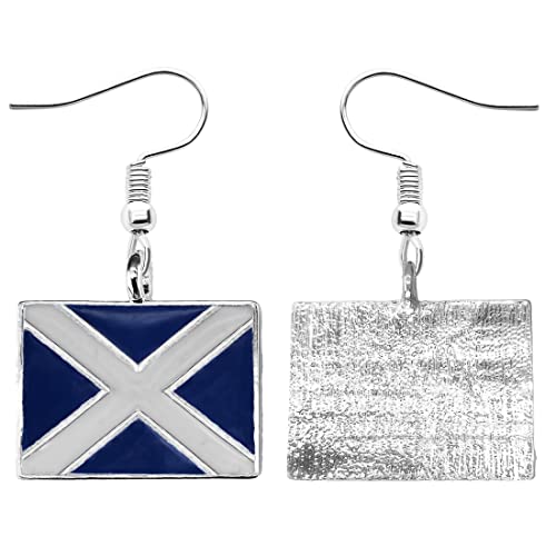 Scotland Flag Dangle Earrings with Gift Bag - Rugby Union