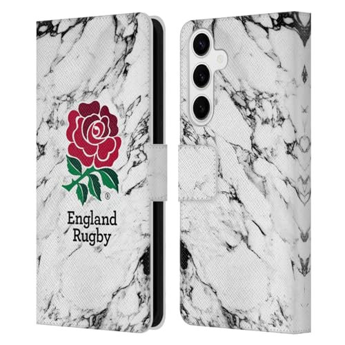 England Rugby Union White Marble Leather Phone Case for Samsung Galaxy S24+ 5G