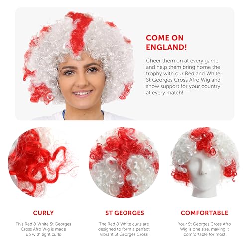 England Supporter Wig Set for Rugby Fans - Pack of 3