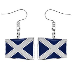 Scotland Flag Dangle Earrings with Gift Bag - Rugby Union