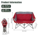Heated Double Camping Chair for Two with Cup Holder
