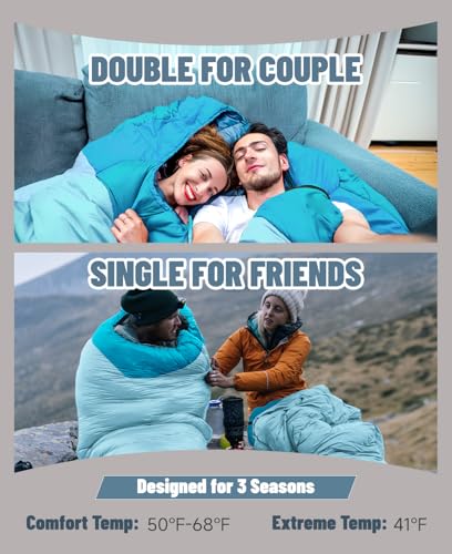 Double Sleeping Bag for Camping - Weather Resistant