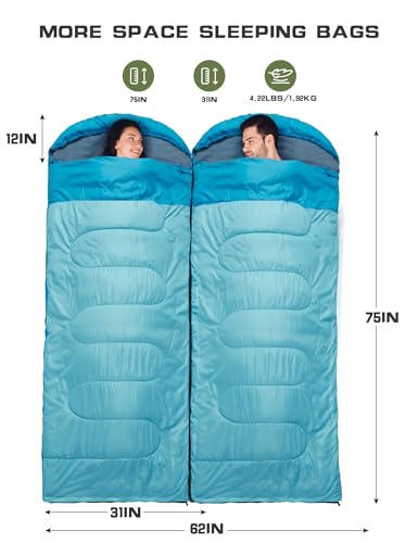 Double Sleeping Bag for Camping - Weather Resistant