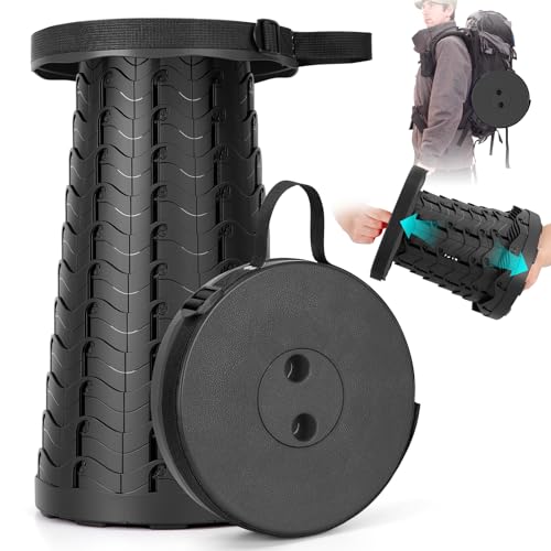 Upgraded Collapsible Folding Stool - Portable Black Chair