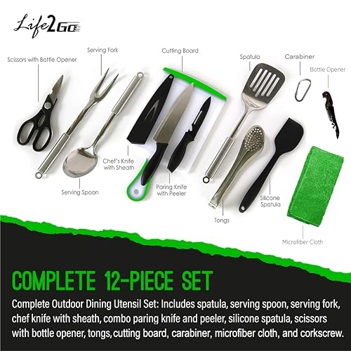 Portable 9-Piece Camp Kitchen Utensil Set