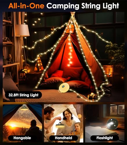 MoKo 3-in-1 Rechargeable LED Camping String Lights