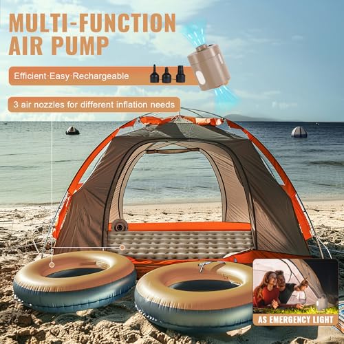 Khaki Queen Size Coil-Beam Air Mattress 80"x60"x18