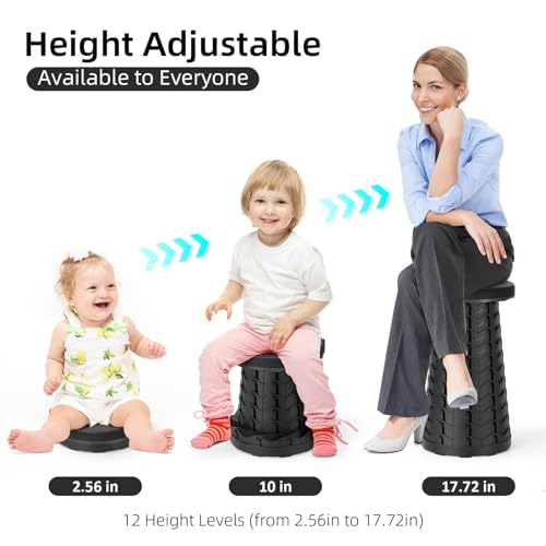 Upgraded Collapsible Folding Stool - Portable Black Chair