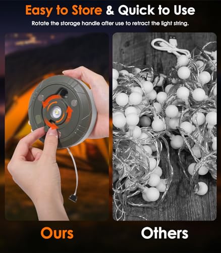 MoKo 3-in-1 Rechargeable LED Camping String Lights