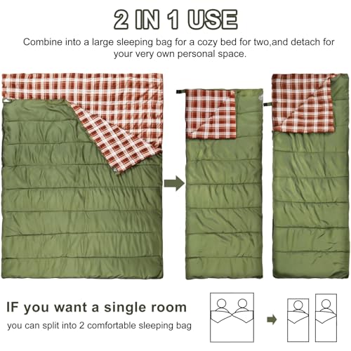 AGEMORE Double Flannel Sleeping Bag for Camping