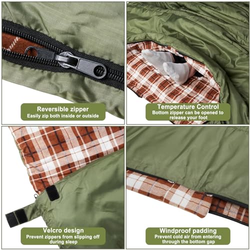 AGEMORE Double Flannel Sleeping Bag for Camping
