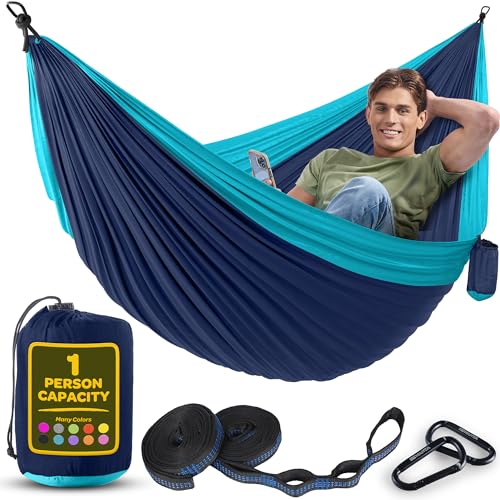 Portable Nylon Camping Hammock with Tree Straps