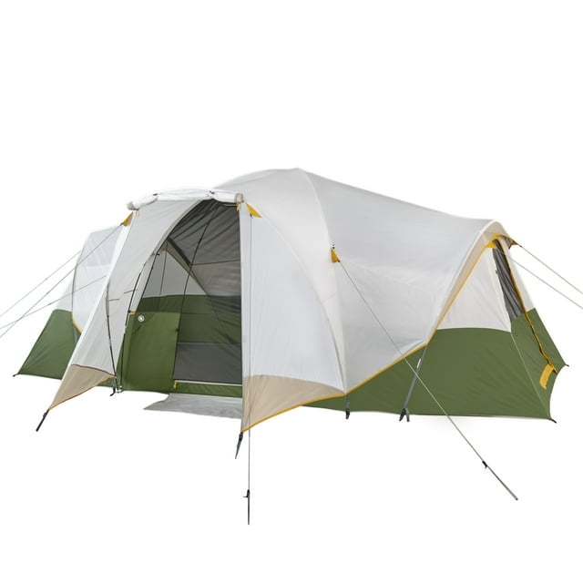 Riverbend 10-Person 3-Room Dome Tent - Off-White/Green