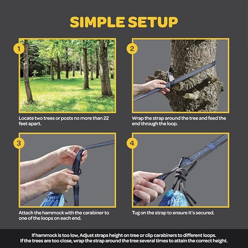 Portable Nylon Camping Hammock with Tree Straps