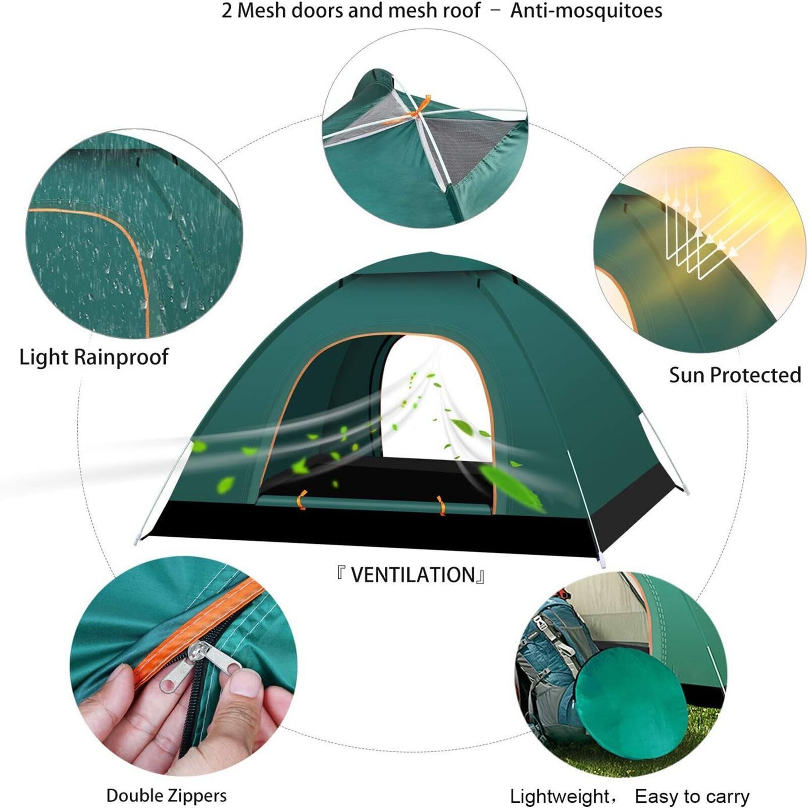 Lightweight Waterproof Dome Tent for 2-3 Campers