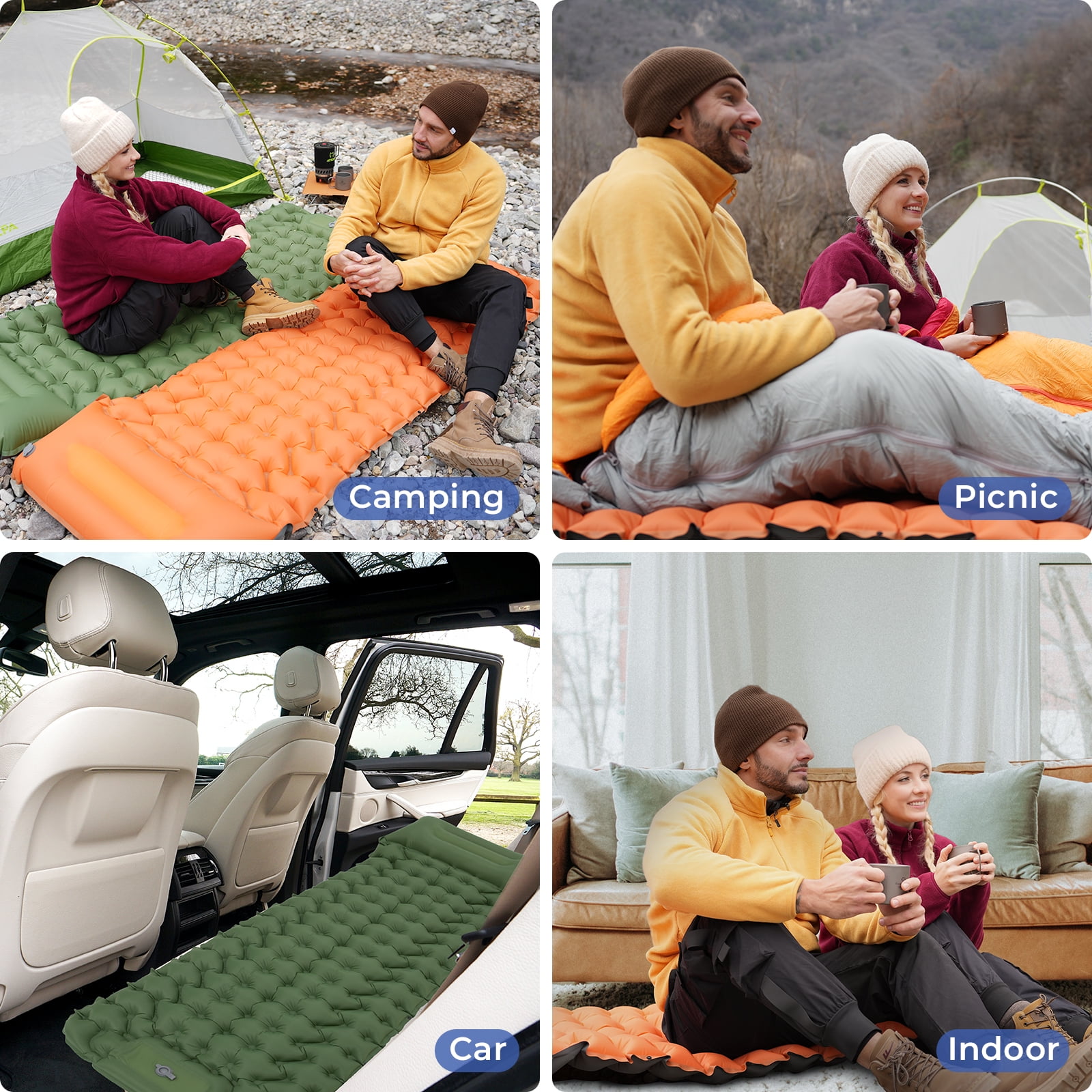 ATEPA Ultralight Inflatable Camping Air Mattress - Peacock Blue