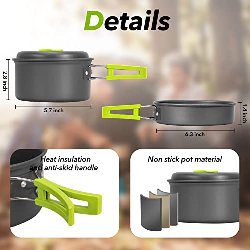 Rlrueyal 15-Piece Lightweight Non-Stick Camping Cookware Set