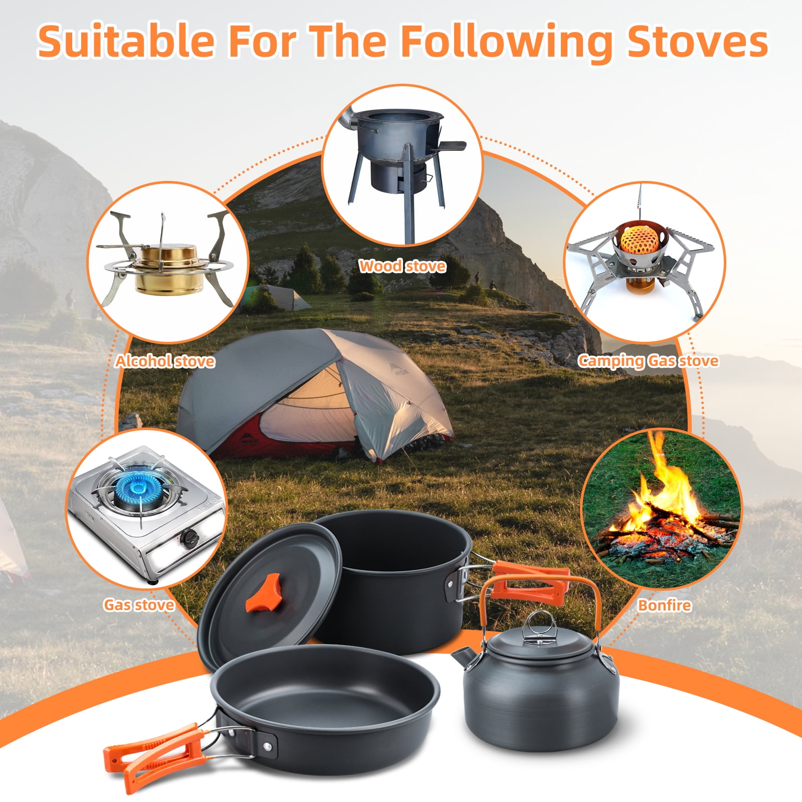 16-Piece Nesting Camping Cookware Set