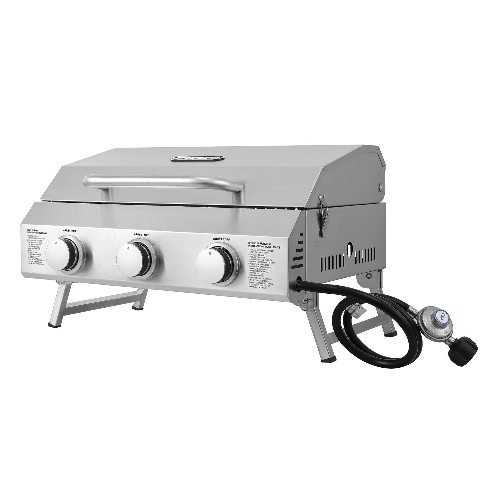 NXR Portable Stainless Steel 3-Burner Gas Grill