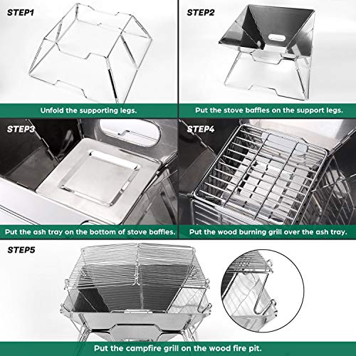 Odoland Pliable Grille Camping Acier Inoxydable 304