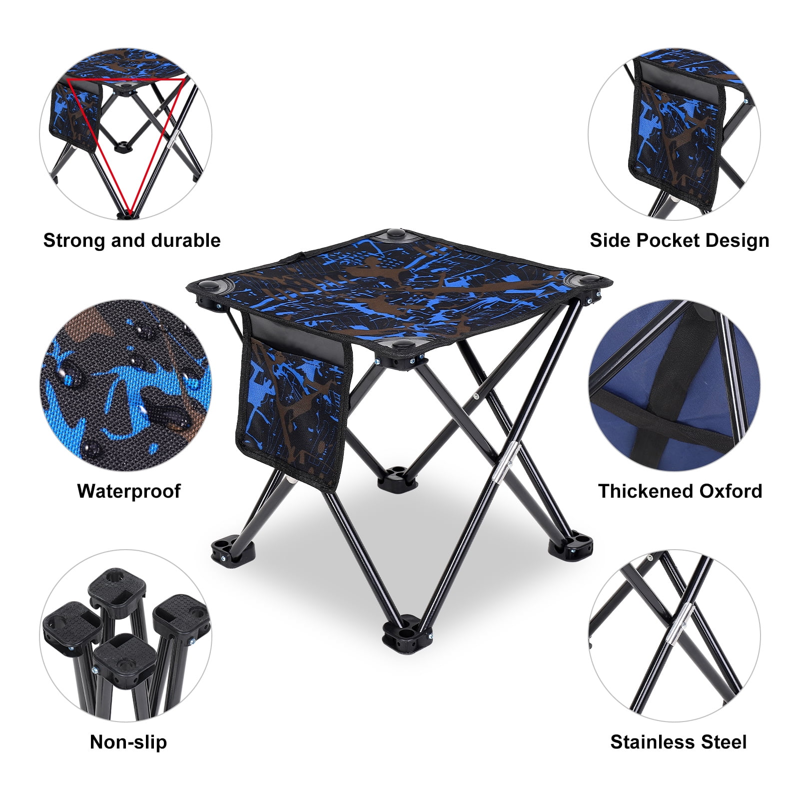 Camouflage Folding Camping Stool with Storage Bag