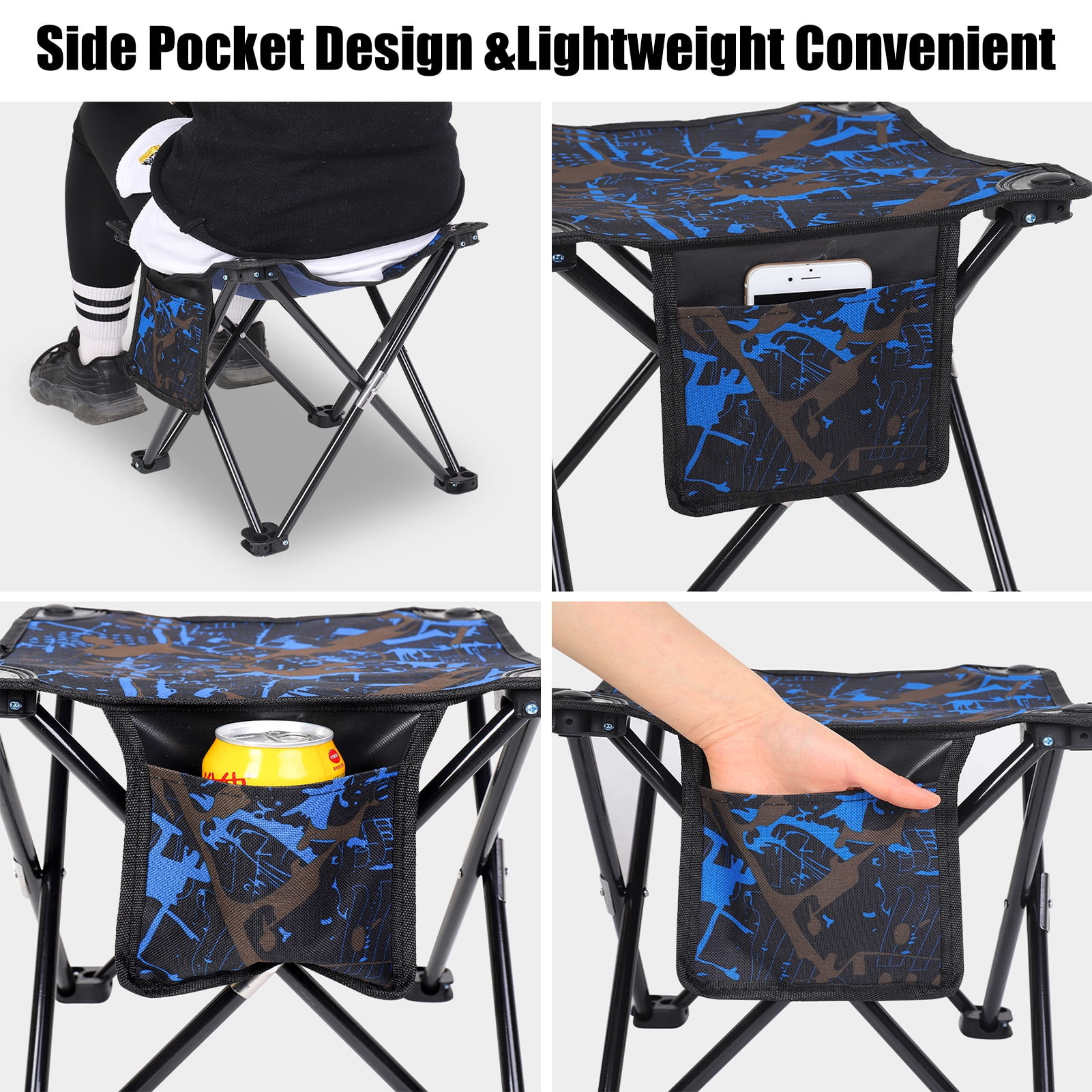 Camouflage Folding Camping Stool with Storage Bag