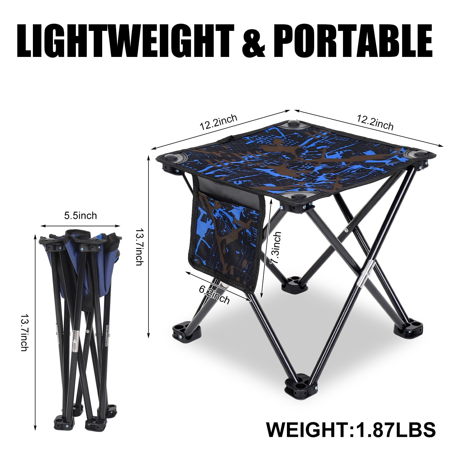 Camouflage Folding Camping Stool with Storage Bag