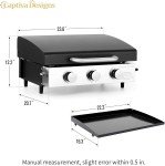 29" Portable 3-Burner Propane Camping Griddle