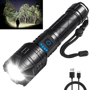 High Lumens Rechargeable Tactical Flashlight, 5 Modes