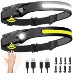 Rechargeable 2-Pack LED Headlamp with Motion Sensor