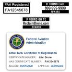 FAA Drone Labels with UAS Registration Card