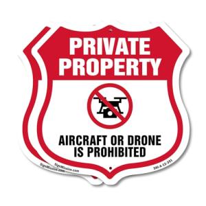 Drone Prohibited Sign - 2 Pack, 12"x12