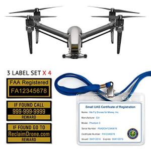 Drone Labels Set with FAA Registration Card and Holder