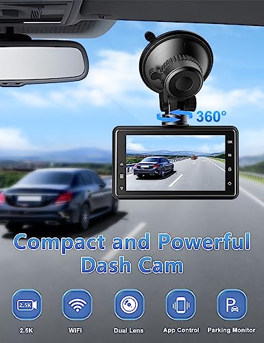 Otovoda 2.5K+1080P Dash Cam with Rear Camera