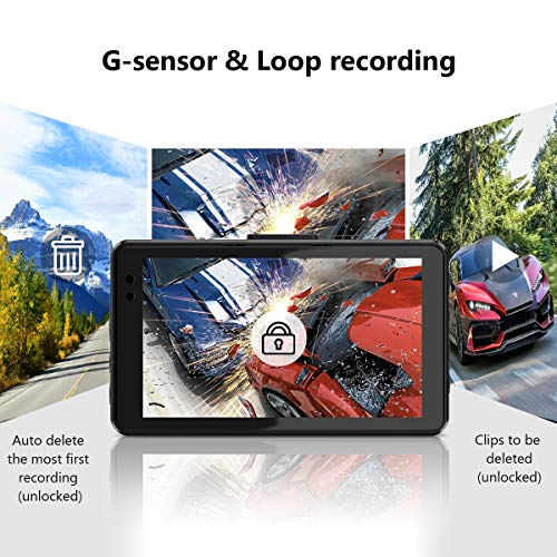 Dual Dash Cam, 1080P FHD Front and Rear Cameras