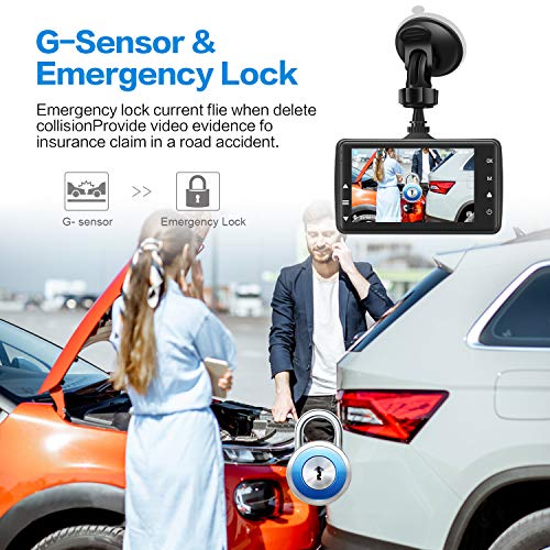BOOGIIO 1080P FHD Dash Cam Front, 3'' IPS Screen