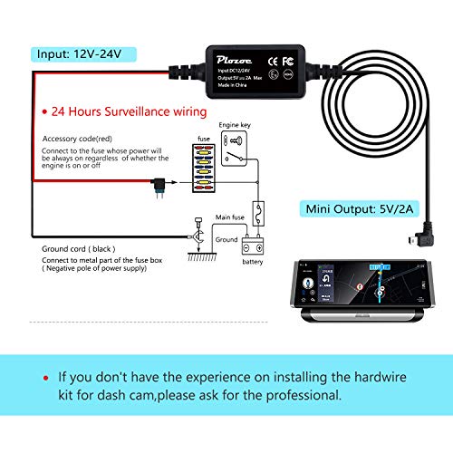 Mini USB Dash Cam Hardwire Kit: Charger Power Cord