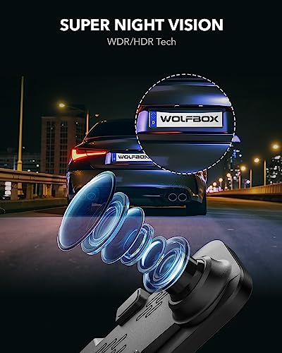 12" WOLFBOX G840S 4K Mirror Dash Cam