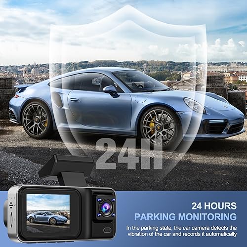 4K 3-Channel Dash Cam, Front & Rear Cameras